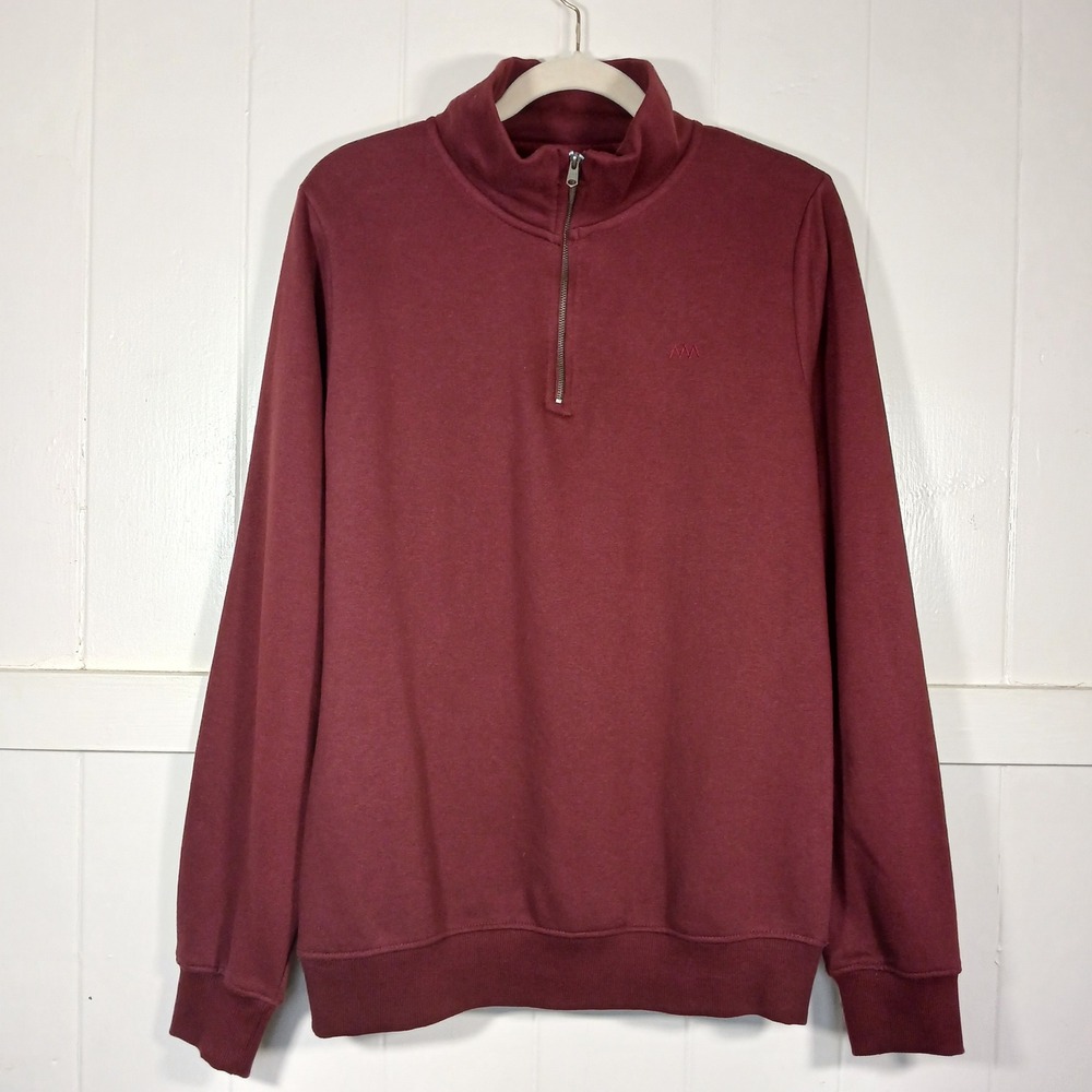 A.M. London Quarter Zip Sweatshirt Mens‎ Large Raspberry Burgundy MF01732